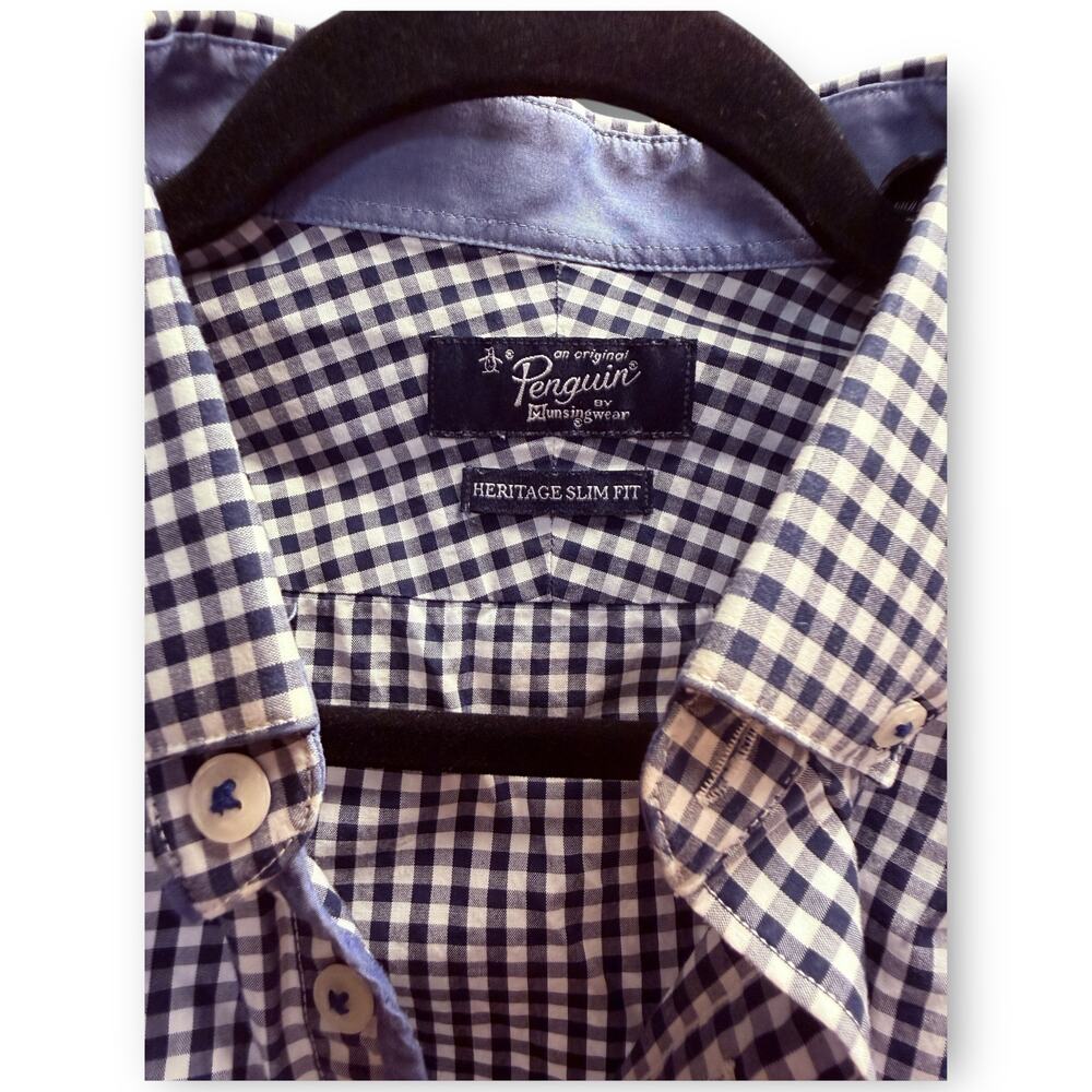 EUC Original Penguin Heritage Slim Fit Gingham Shirt 16 34/35 - Picture 4 of 6